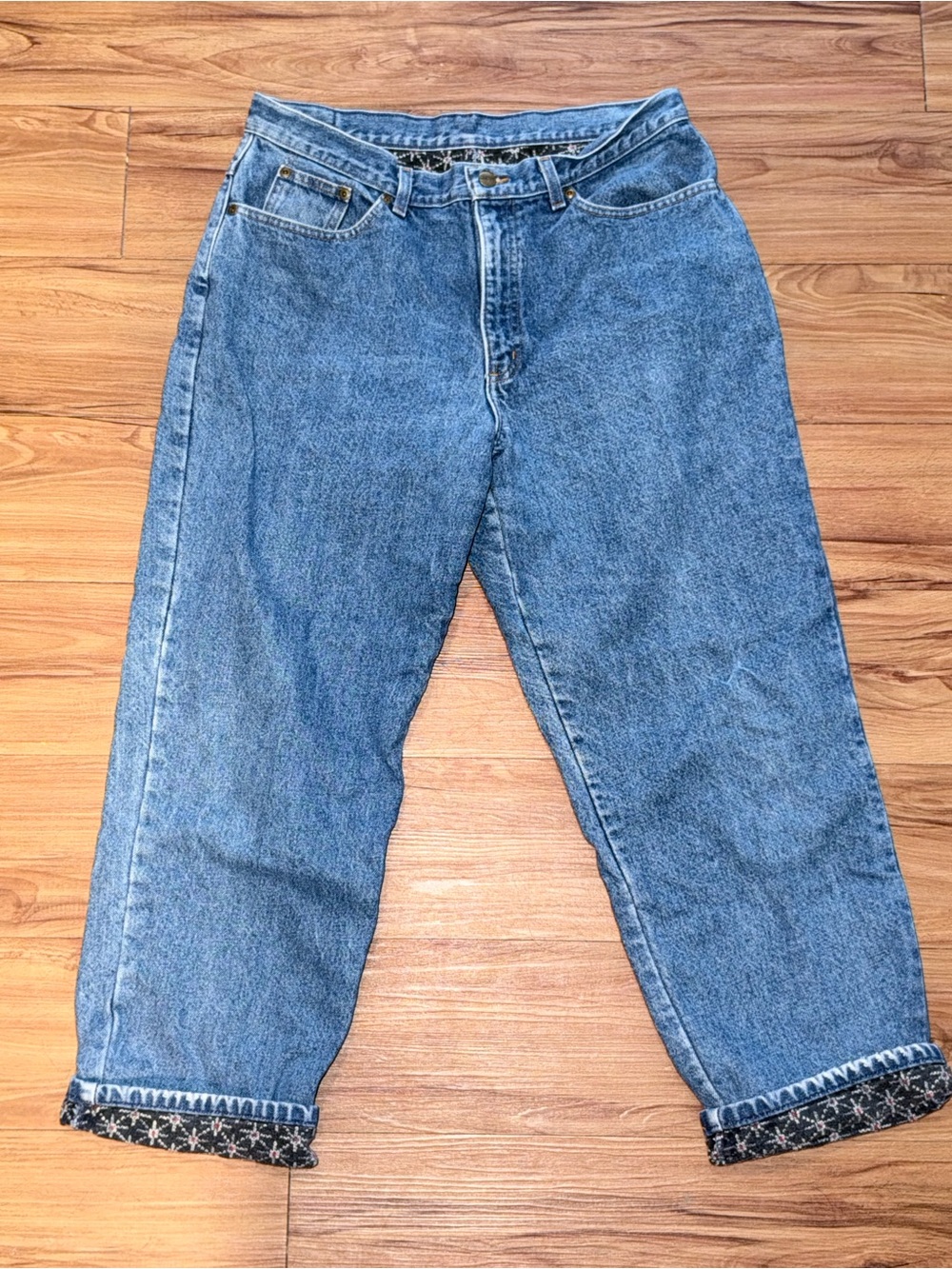 Vintage L.L.Bean Double L Jeans 32x26 Floral Flannel Lined Relaxed Fit Denim 19